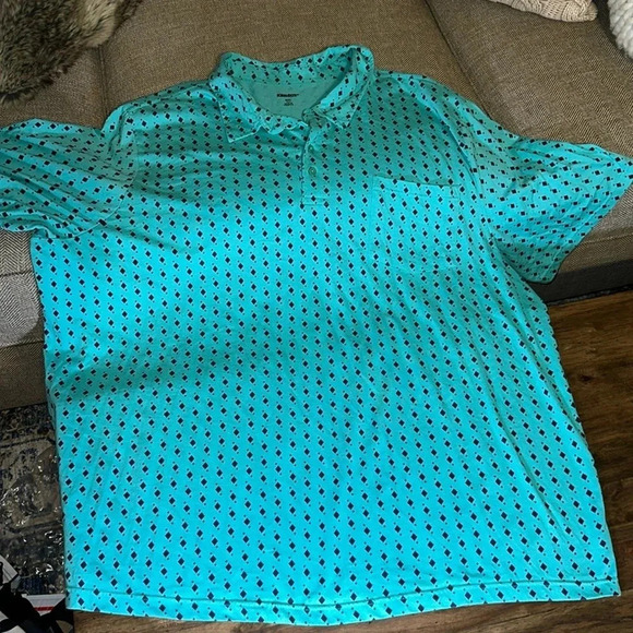 KING SIZE BRAND MEN’S SHORT SLEEVE COLLAR LIGHTWEIGHT JERSEY POLO TIDAL GRN GEO - Picture 2 of 8